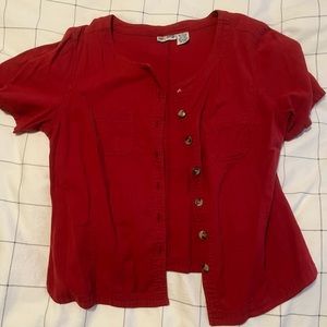 Cropped red button up